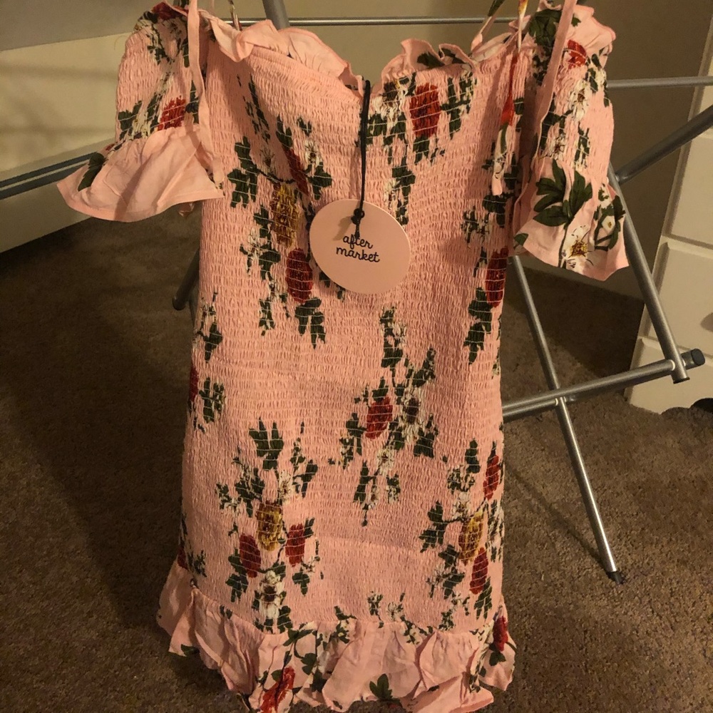 Scrunched fitted off the shoulder dress